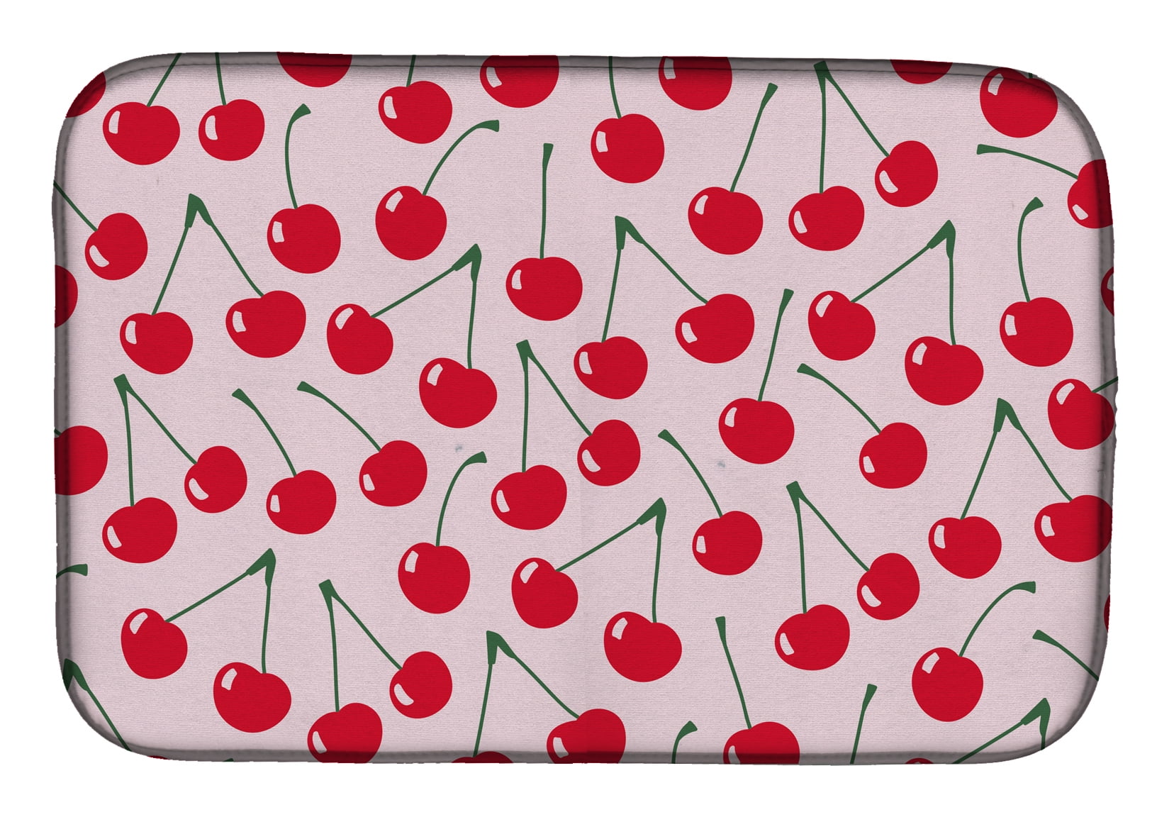 Cherries on Pink Dish Drying Mat