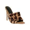thumbnail image 1 of Women Faux Fur Pointed Open Toe Stiletto Mules Heel Sandal 18571, 1 of 6