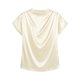 thumbnail image 5 of Camisetas de Manga Corta de Cuello Alto para Mujeres Moda Casual Primavera Cuello Redondo Medio Cuello Alto Hombro Izquierdo Plisado Superior, 5 of 6
