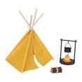 thumbnail image 1 of HILABEE 1/12 Miniature Dollhouse Camping Tent for Layout Model Train Miniature Scene Yellow Tent, 1 of 9