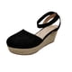 thumbnail image 2 of Sandalias de cuña tejidas de paja para mujer, informales, con banda elástica, de gamuza, zapatos Wmkox8yii  shjk6274, 2 of 3