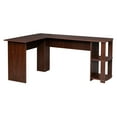 thumbnail image 2 of Gzxs L-Shaped Desks for Home Office, Computer Desk Monitor Stand Large Workstation with Bookshelves, Studying Writing Table, Dark Brown, 2 of 10