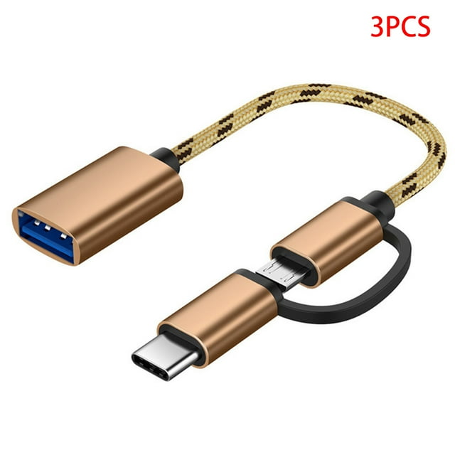 Xingzhi 3 Pcs Adaptateur Type-C OTG vers USB 3.0, Connecteur de Transfert Rapide, Or