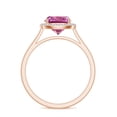 thumbnail image 3 of Natural Cushion Shaped Pink Tourmaline Halo Engagement Ring with Moissanite in Rose Gold Plated/ 925 Sterling Silver| Teardrop October Birthstone, Birthday, Anniversary, Wedding Jewelry, Ring Size 7, 3 of 4