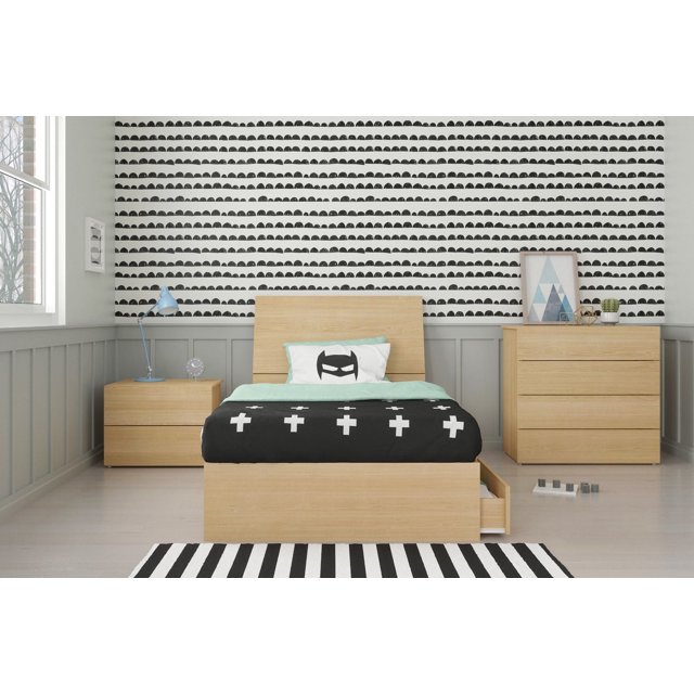 Nexera Lagos 4 Piece Twin Size Bedroom Set, Natural Maple
