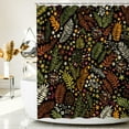 thumbnail image 2 of Dark Shower Curtain Retro Shower Curtain Leaf Shower Curtain Tropical Shower Curtain Sets with 12 Hooks Black Leaves Unique Botanical 72" X 72", Dark Black and Earth Color Leaves, 2 of 5