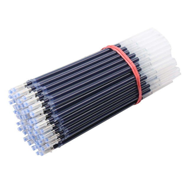 Flmtop 100 Pcs Recharges de Stylos Gel 0,5 mm Noir Bleu Rouge Écriture Fluide Papeterie de Bureau