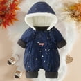 thumbnail image 2 of newwalpole Baby Snowsuit Newborn Printed Winter Clothes Outfit Infant Boys Grils Hooded Double Zippers Jumpsuit Onesie Coat Navy for Size 3-6 Months, 2 of 7