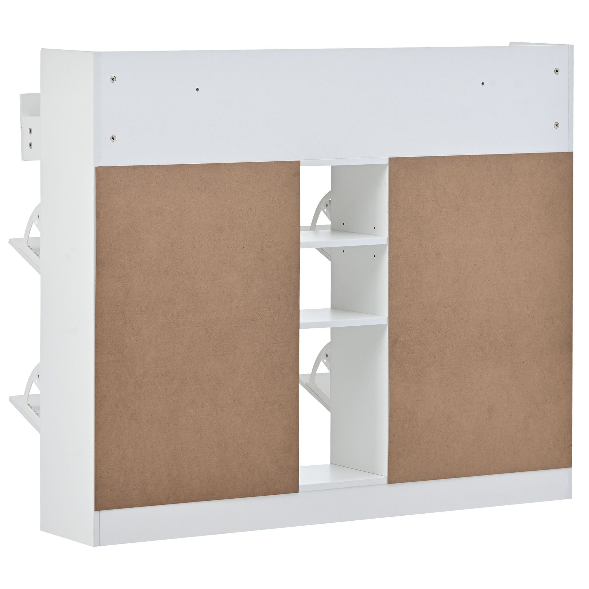 Aukfa Shoe Cabinet with 4 Flip Drawers and 2 Storage Drawers - White