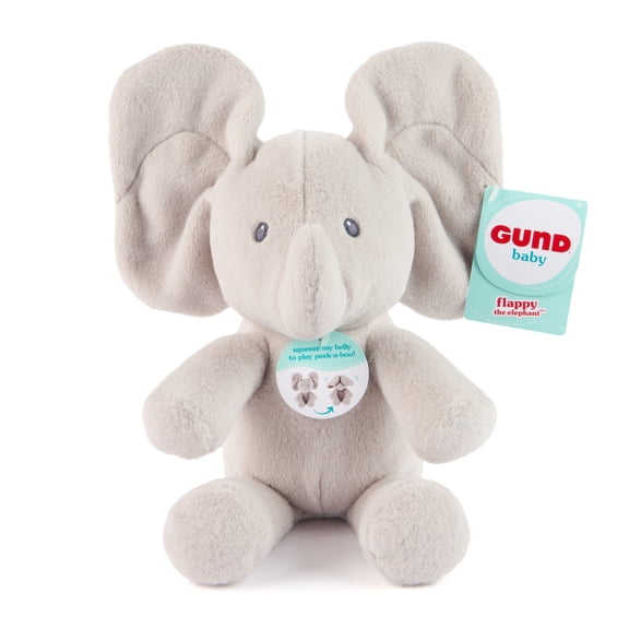 GUND Baby Peek-a-Boo Flappy Elephant Plush, Elephant Stuffed Animal, Baby Toy for Ages 0 and Up, Gray, 7" (Batteries Not Required)