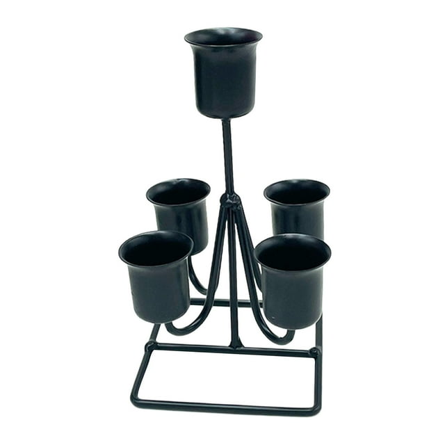 Portavelas de arte del hierro, soporte de candelabr velas cónicas, candelabro de decorativo modern Negro Sunnimix Portavelas de pilar