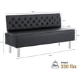thumbnail image 3 of OmySalon Waiting Room  with Back, 58.6’’ Office Guest Chair Upholstered Reception Seating, Lobby Furniture for Beauty Salon Barbershop Airport Bank Hall Room Conference, Button Tufted, Black, 3 of 9