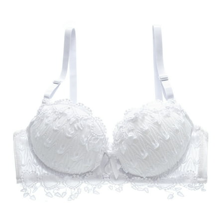 

Wuffmeow Women Large Size Gather Bra Breathable Sexy Lace Solid Colos Bras