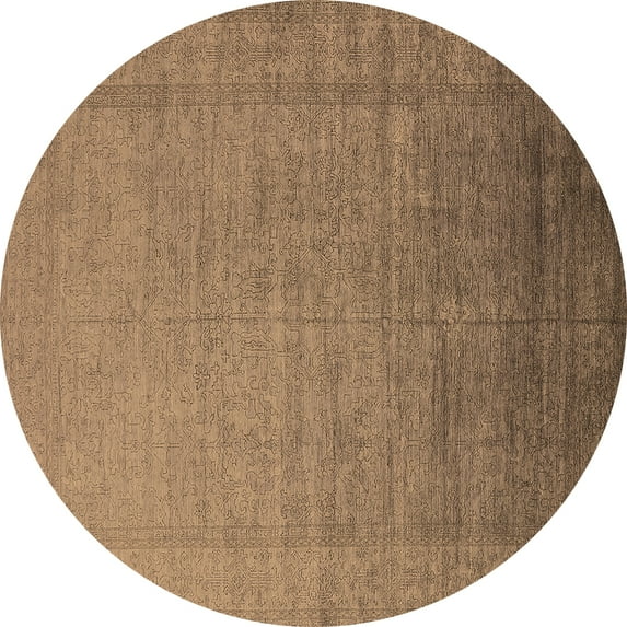 Ahgly Company Indoor Round Oriental Brown Industrial Area Rugs, 7' Round
