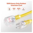 thumbnail image 2 of 100ft Heavy Duty Extension Cord 12AWG, 15 Amp, 3-Prong - ETL Listed, Indoor Outdoor Cord, -40°F Cold Weather, Lighted End for Lawn, Garage, Home, 2 of 9