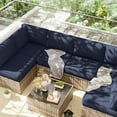 thumbnail image 7 of Pakunoda 14 Pieces Outdoor Replacement Cushions, 5” High-Density Foam Sectional Cushions Couch, 6 Seat Patio Conversation Sets for Rattan Wicker, Liner&Cover, Navy Blue, 7 of 7