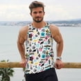 thumbnail image 6 of Lsque Dinosaur Pattern Mens Tank Tops Muscle Athletic Quick Dry Sleeveless Workout Fitness T Shirts Beach Tank Top, Loose-fit Sleeveless Shirt for Men-Medium, 6 of 7