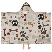 Paw Prints and Bones Hooded Bath Towel，60"x35" for Ages 3 To 12 Kids, Quick Dry Lightweight Soft Microfiber Hood Beach Towel Cover Up for Kids