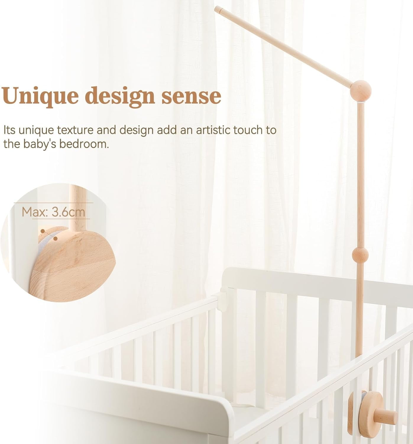 Mobile Baby Mobile Holder Wood Baby Cot Wooden Holder Frame Mobile Wooden Holder Series Gift Idea (Big Size Upgraded Holder)