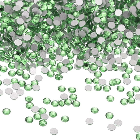 Uxcell SS3 Round Flatback Rhinestones 1.2-1.4mm Crystal Glass Gems Diamonds for DIY Crafts Clothes Shoes Nail Art Decoration, Light Green 2880Pcs
