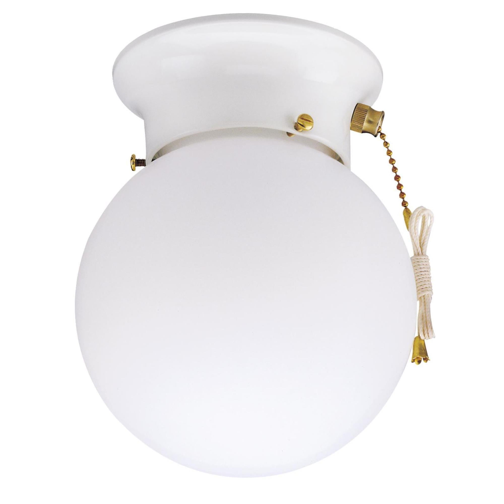 Westinghouse Lighting One-Light Indoor Flush-Mount Ceiling Fixture with pull chain - White Glass Globe