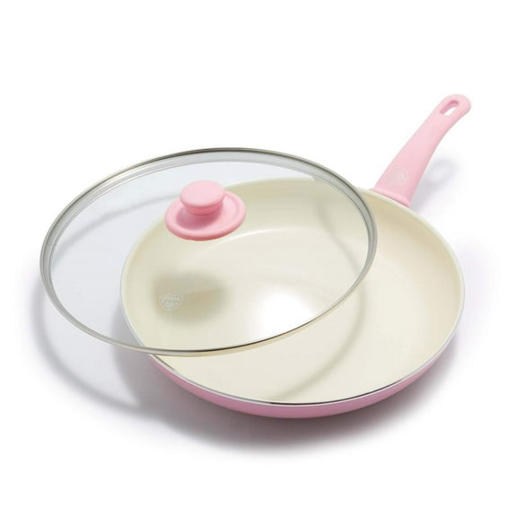 GreenLife Soft Grip 12" Fry Pan with Lid, Pink