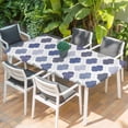 thumbnail image 2 of Grey Purple Moroccan Table Cloths for 6 Foot Rectangle Tables, Retro Bohemia Geometric Pattern Patio Waterproof Elastic Fitted Tablecloths, Washable Rectangular Table Cover for Camping, 2 of 8