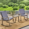 thumbnail image 3 of GDF Studio Aeney Outdoor Acacia Wood 3 Piece Rocking Chair Chat Set with Cushions, Gray and Dark Gray, 3 of 13