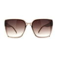 thumbnail image 2 of Womens Slick Minimal Squared Retangle Designer Fashion Sunglasses Beige Brown, 2 of 4