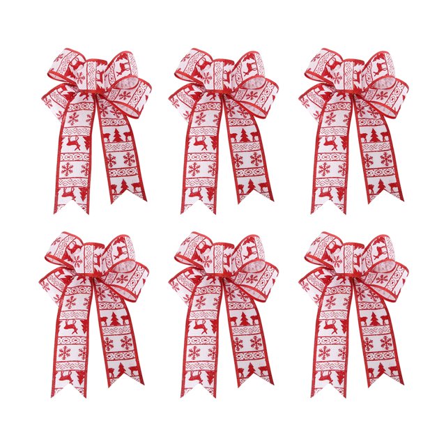 6 Pack Christmas Tree Topper Bow Handmade Bows for Rustic Farmhouse
