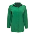 thumbnail image 4 of ZOHIUM Womens Work Tops Women's Solid Color Casual Long Sleeve Cardigan Button Down Shirt Top Womens Business Casual Tops Blouses Womens Tops Dressy Casual (Green,XXL), 4 of 6