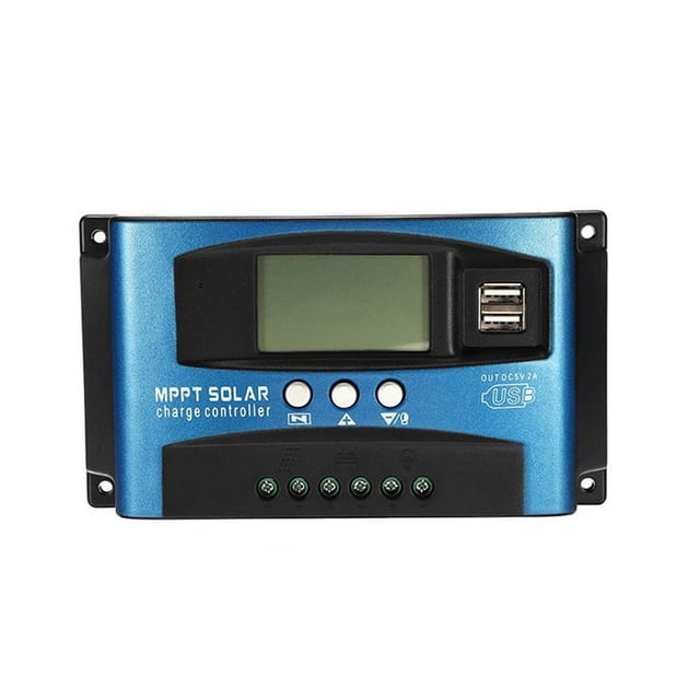Controlador solar MPPT con pantalla LCD y doble USB, 12 V, 24 V, cargador de panel solar automático, regulador con carga (60 A)