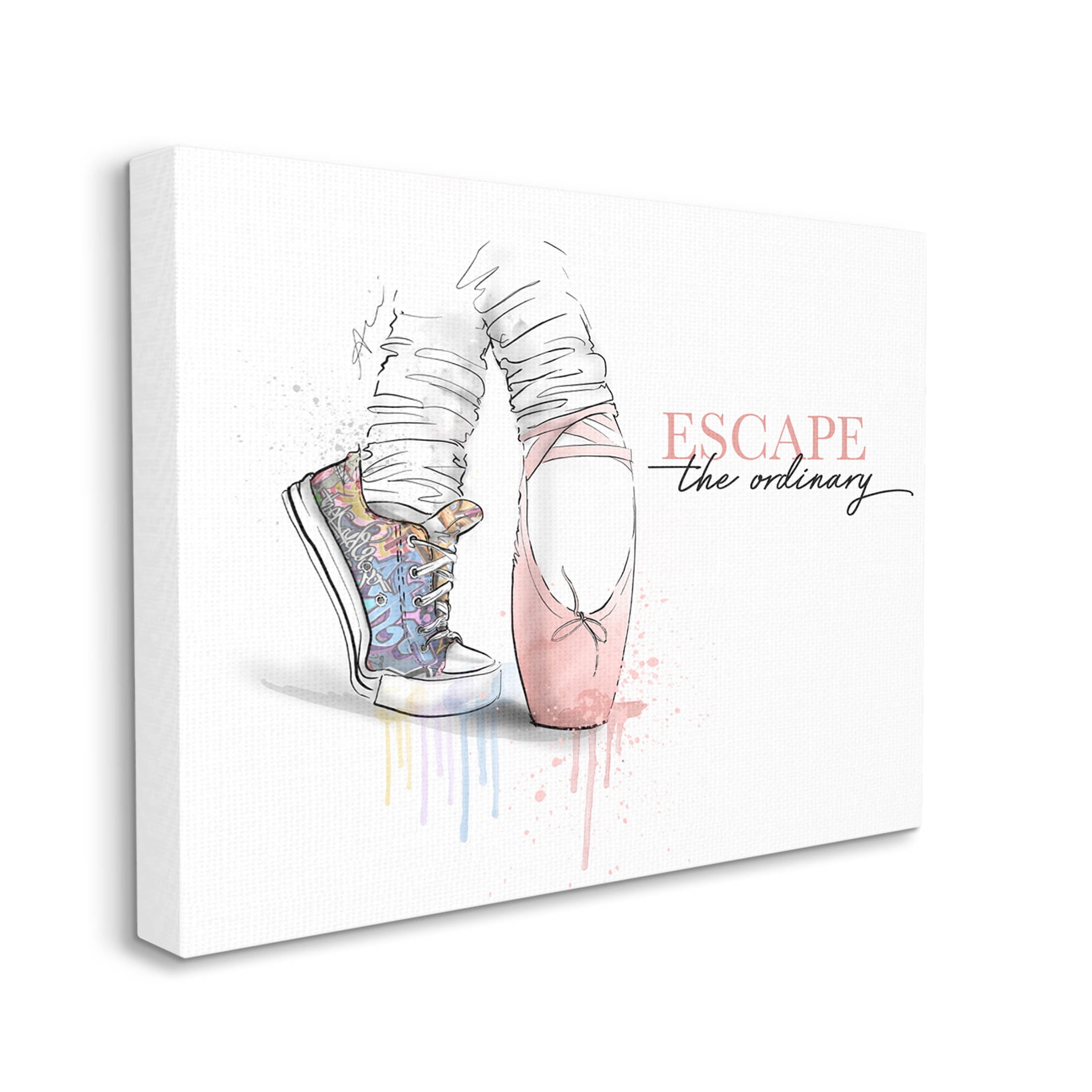 Stupell Industries Escape The Ordinary Ballet Shoe Graphic Art Gallery Wrapped Canvas Print Wall Art, Design by Alison Petrie