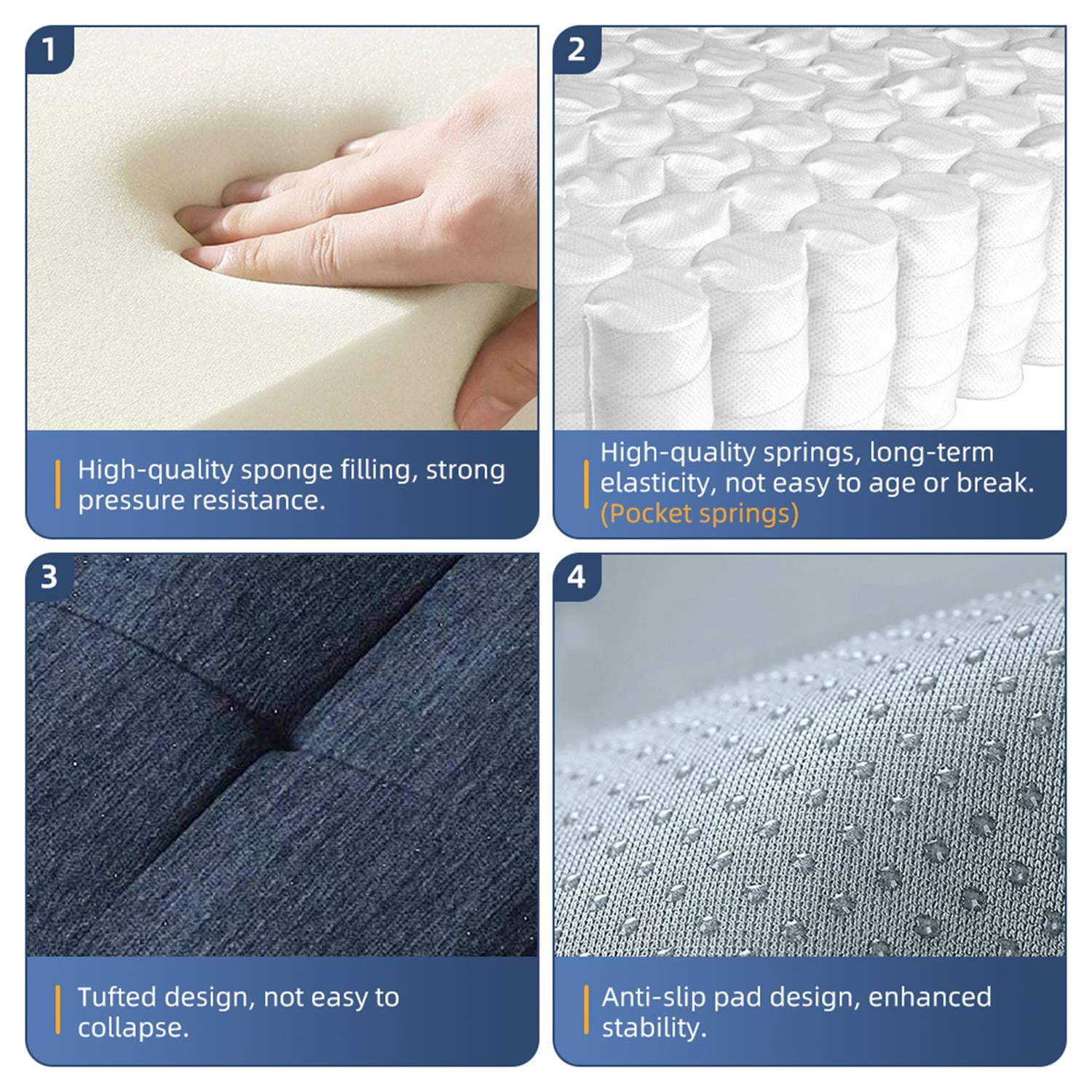 Demi Bonn 113" Modular Sectional Sofa with 2 Chaise Lounges & 4 Pillows Included, Chenille Fabric Soft Cushions Couch for Living Room, No Assembly Needed, Blue