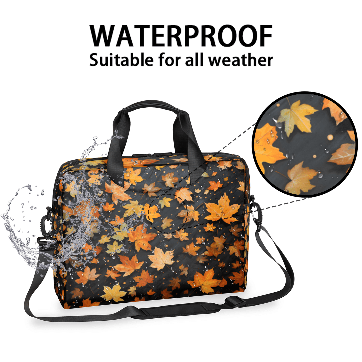 Herdesigns Maple Leaves Laptop Bag for Women Men, Computer Case Briefcase Messenger Bags, 15-15.6 inch Laptop Sleeve Shoulder Bag