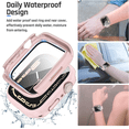 thumbnail image 5 of 2 in 1 Apple Watch Waterproof Case Compatible for Series 4/5/6 40mm, Apple Watch Cover with Tempered Glass Screen Protector, Back Bumper and Face Cover for iWatch SE(Pink), 5 of 5