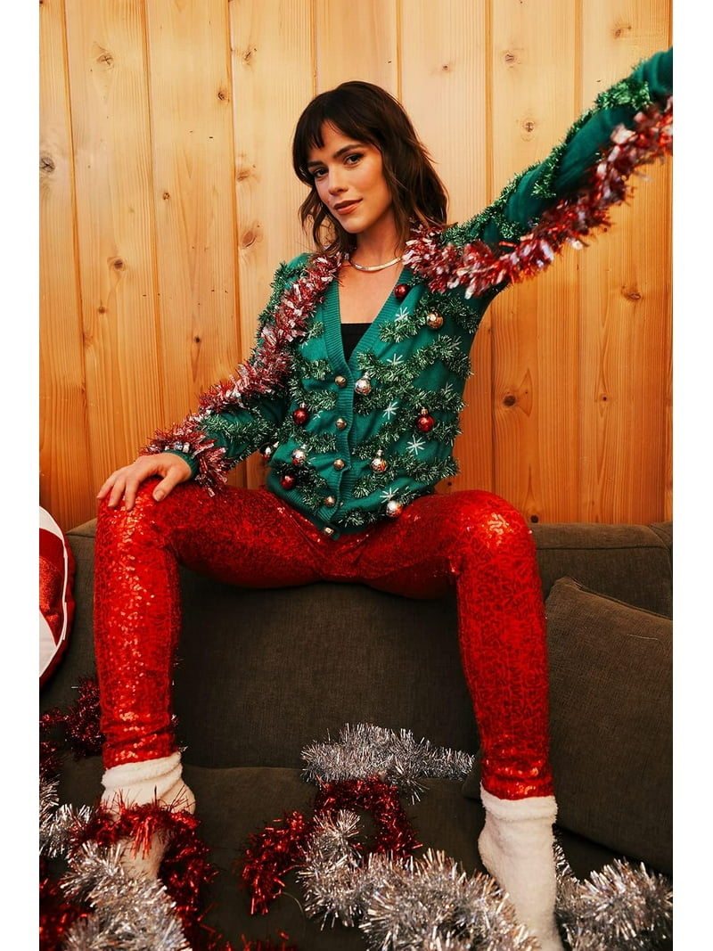 Tipsy Elves Women's Ugly Christmas Sweater with Ornaments, Acrylic