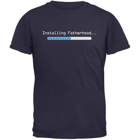 Fathers Day Installing Fatherhood Navy Adult T-Shirt - Large