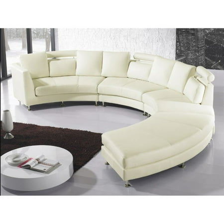 Velago Rotunde Modern Round Leather Sectional Sofa