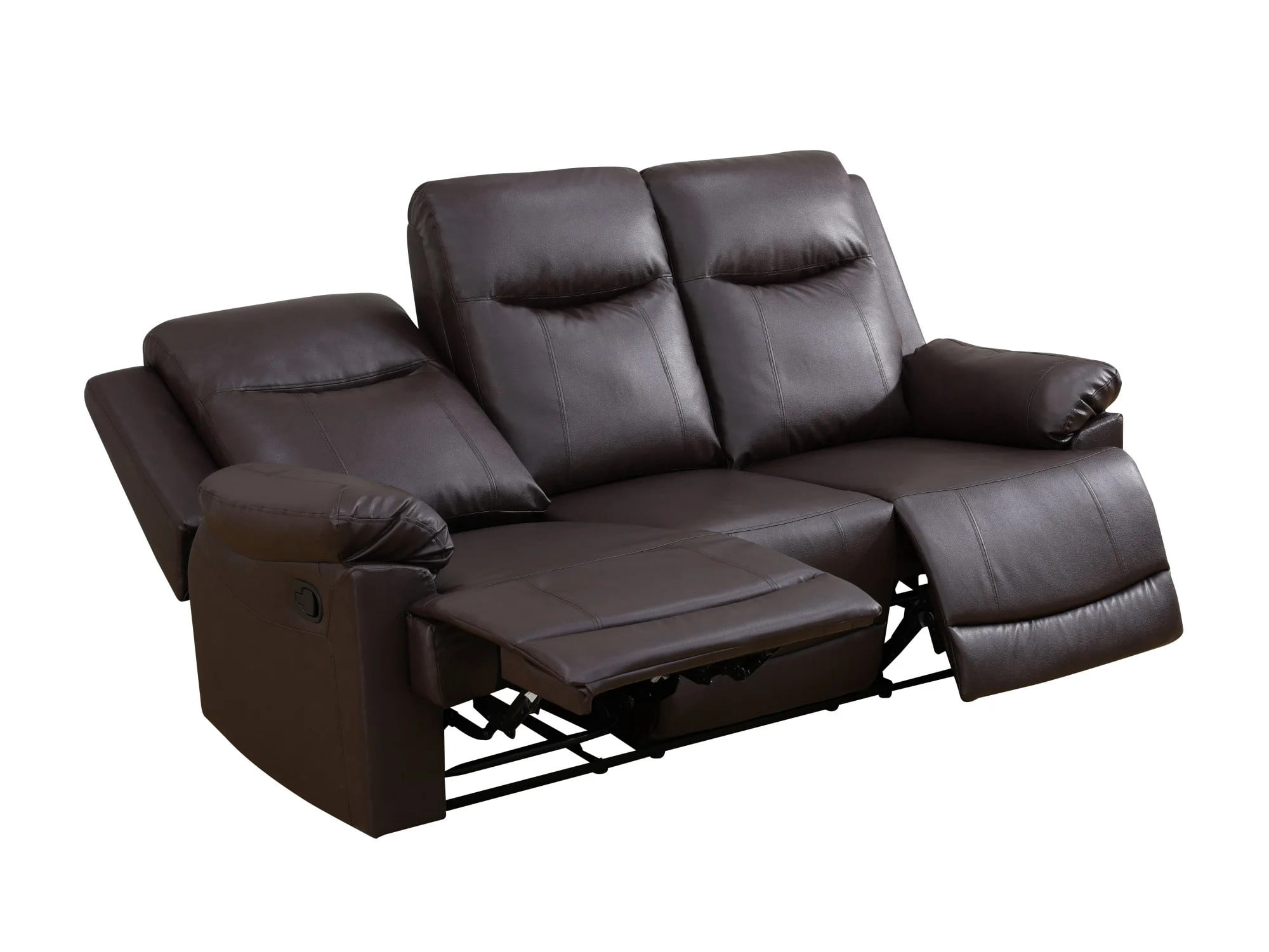 Gewnee Brown 3-Seater Sofa, Air Leather & High-Elastic Sponge, Adjustable Recline, Perfect for Living Rooms