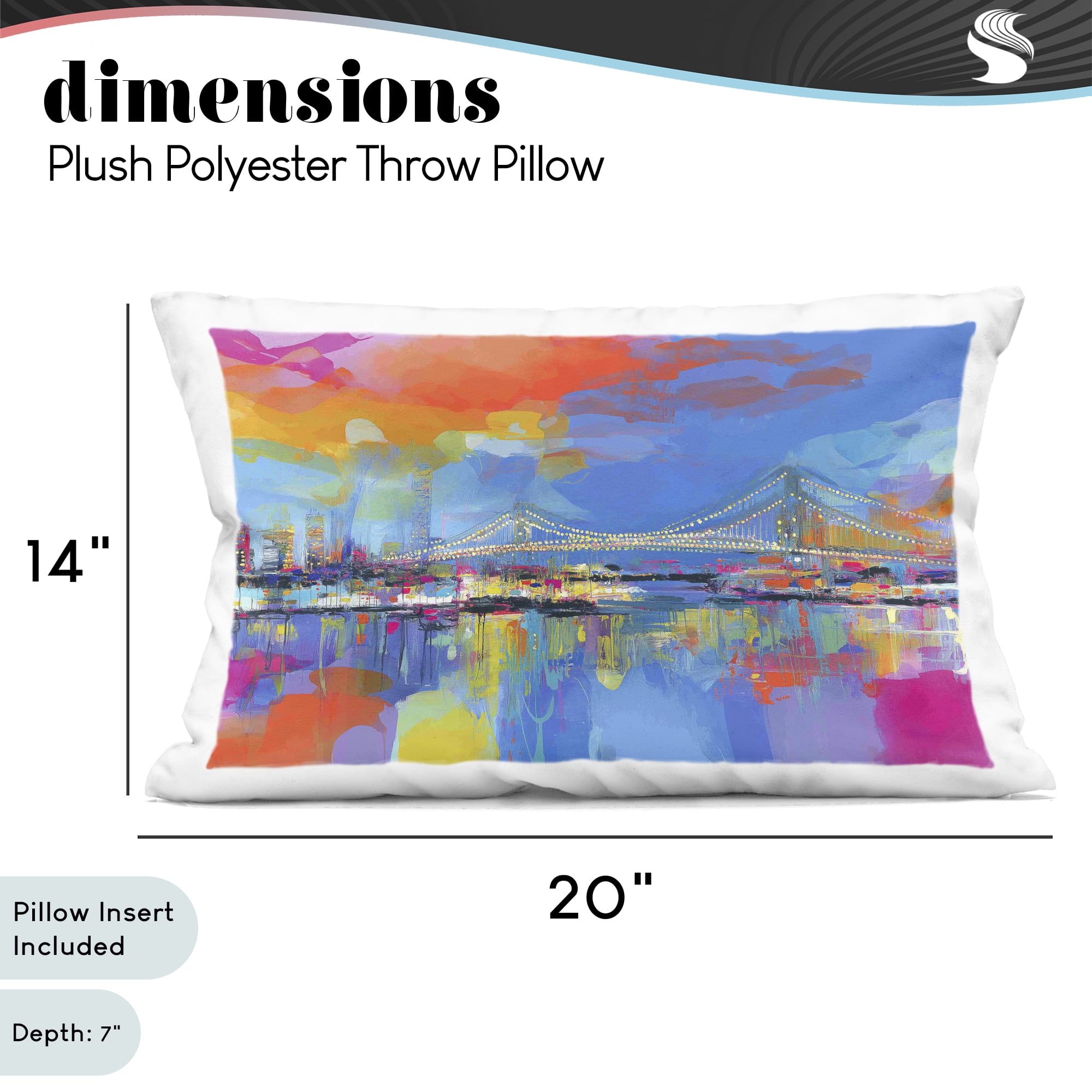 Stupell Industries Bay Bridge Aglow at Sunrise Decorative Printed Throw Pillow, design by Chromatic Storm Studio, 14 x 7 x 20