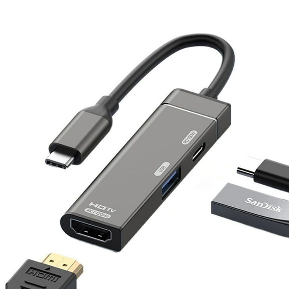 USB C Hub 3 in 1 Multiport Adapter 4K/120HZ HDMI, 100W Power Delivery, USB-A Data Ports, USB C Dongle for MacBook Pro/Air, iPad Pro, iMac, iPhone 15 Pro/Pro Max, XPS, Thinkpad