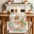 thumbnail image 4 of Easter Bunny Cotton Linen Table Runner for Dining Kitchen, Pink Tulip Flowers Rabbit Country Botanical Wedding Outdoor Party Tablerunners, Dresser Scarf Coffee Tablecloth Runners 13x36 Inches, 4 of 9