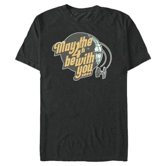 Star Wars May the 4th Be With You 2024 Death Star Retro - Short Sleeve Blended T-Shirt for Adults - Customized-Dark Heather
