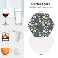 thumbnail image 6 of Naloa Flowers and Bee Leather Coasters for Drinks, Durable Drink Coasters 4 Set for Tabletop Protection, Luxurious Home Décor and Housewarming Gift ( {designName})Hexagon, 6 of 6