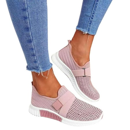 

Women Sneakers Casual Shoes Loafers Slip-on Sneaker Shoes Loafers For Long Time Standing Work 37 Pink