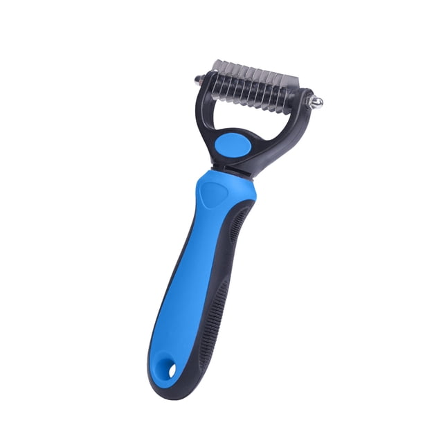 Fiudx Peine Desatascador de Nudos para Mascotas, Depilación para Perros de Pelo Largo, Diseño Antienredos, Herramienta de Aseo Profesional, Seguro para Mascotas, Fácil de Usar, Acero Inoxidable, Apto