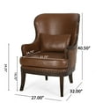 thumbnail image 4 of Noble House Hyrum Upholstered Accent Chair with Nailhead Trim, Cognac Brown and Dark Brown, 4 of 8