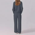thumbnail image 4 of WTOBBY Women's 2 Piece Casual Round Neck Sportswear Set with Multi-Pocket Wide Leg Athletic Pants, Loose Fit Tracksuit Outfit for Women,Gray S, 4 of 4