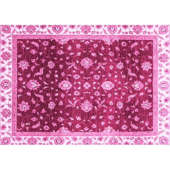 Ahgly Company Indoor Rectangle Oriental Pink Traditional Area Rugs, 7' x 9'
